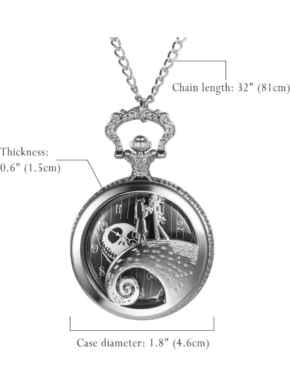 Unisex Silver Analog Christmas Antique Quartz Pendant Necklace Pocket Watch